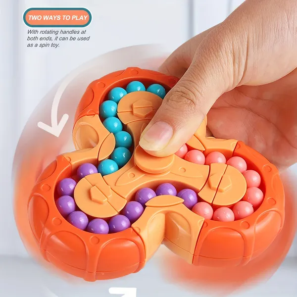 1pc-rubiks-cube-toys-puzzle-double-sided-rolling-beads-six-sided-rotation-blue-pink-orange-interoperable-magic-beans-decompression-intelligence-fingertip (1) اسپینر پازلی نارنجی در حال چرخش
